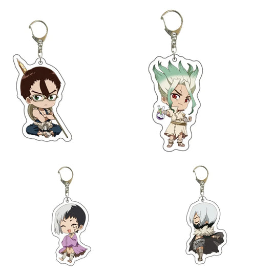 6CM Anime Dr.Stone Acrylic Keychain Model Cosplay Charm Characters Ornament Accessories Goods Collection Gifts