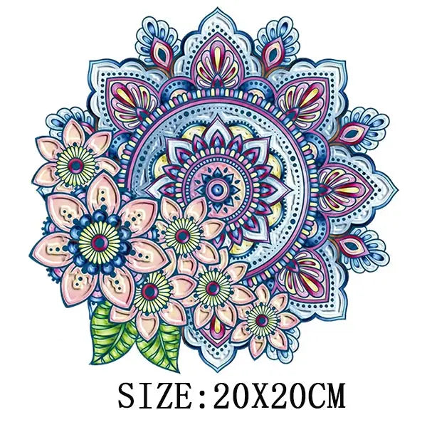 Beautiful Flower Iron On Transfer For Clothing DIY Fashion Heat Sticker On T-shirt Bag Retro Style Patches On Clothes Appliqued