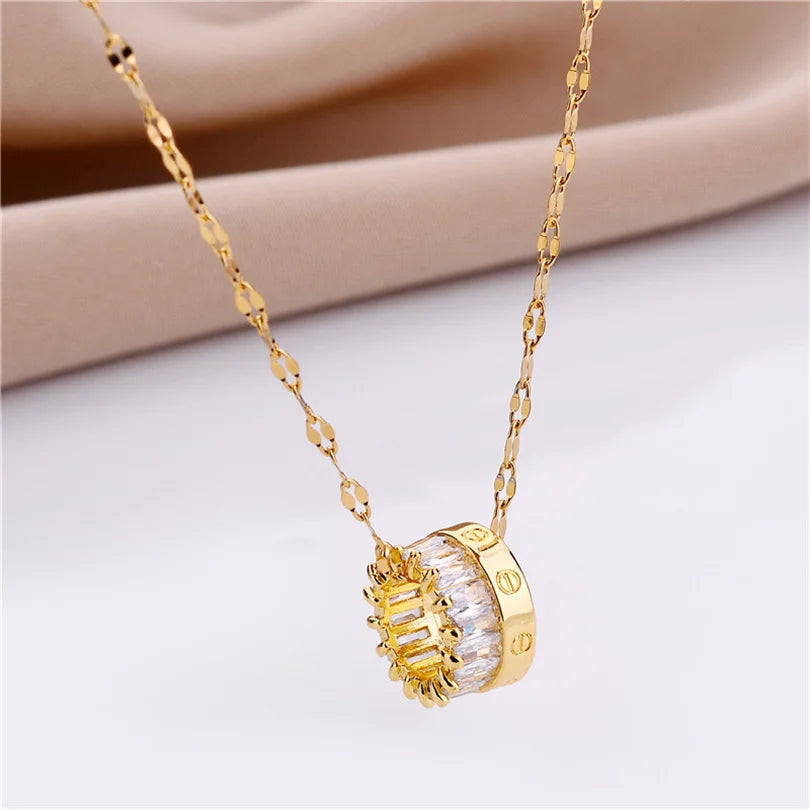 New Design Sense Light Luxury Pendant Necklaces For Women Trendy Stainless Steel Female Jewelry Ladies Neck Chain Accessories