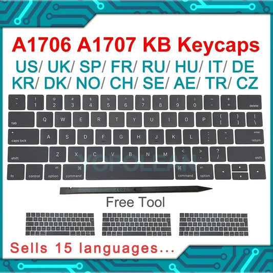 New A1706 A1707 Keyboard keys keycap US UK French EU For Macbook Pro Retina 13" 15" laptop key cap 2016 2017 Year