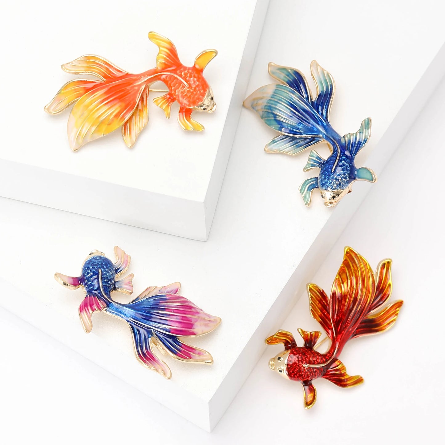 Enamel Goldfish Pins for Women Unisex Enamels Animal Brooches Office Party Friend Gifts Jewelry Accessories