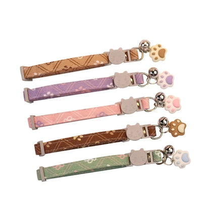 Adjustable Footprint Cat Collar Cute Neck Pet Collar with Bell for Small Kitten Puppy Kitten Stuff Things Accessories