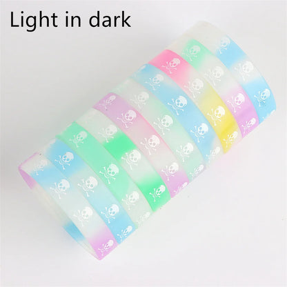 10Pcs/Lot Multicolor Luminous Heart Silicone Bracelets For Men Women Flower Sport Mix Style Rubber Wristband Bangle Jewelry Gift