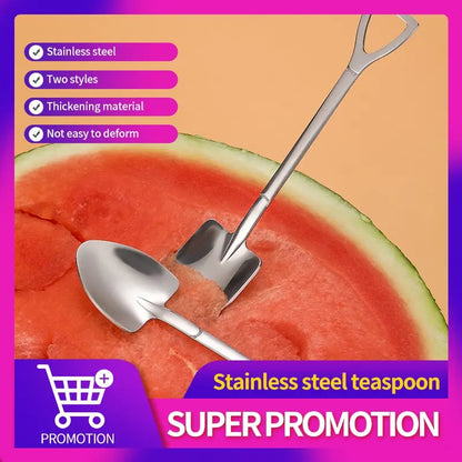 4Pcs/set Shovel Spoons Stainless Steel TeaSpoons Creative Coffee Spoon For Ice Cream Dessert Tableware Scoop Cutlery Set