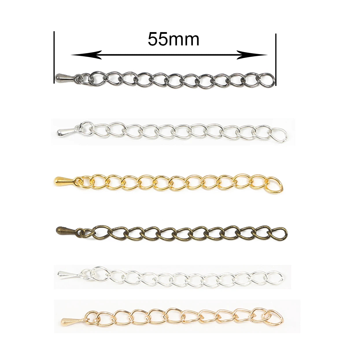 10Pcs/Lot 55mm Metal Iron Extended Extension Tail Chain Connector For DIY Jewelry Making Ends Bracelet Necklace Accessories