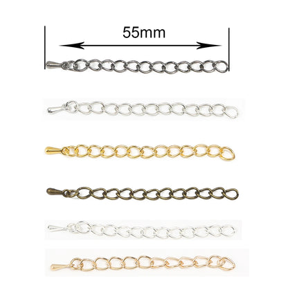 10Pcs/Lot 55mm Metal Iron Extended Extension Tail Chain Connector For DIY Jewelry Making Ends Bracelet Necklace Accessories