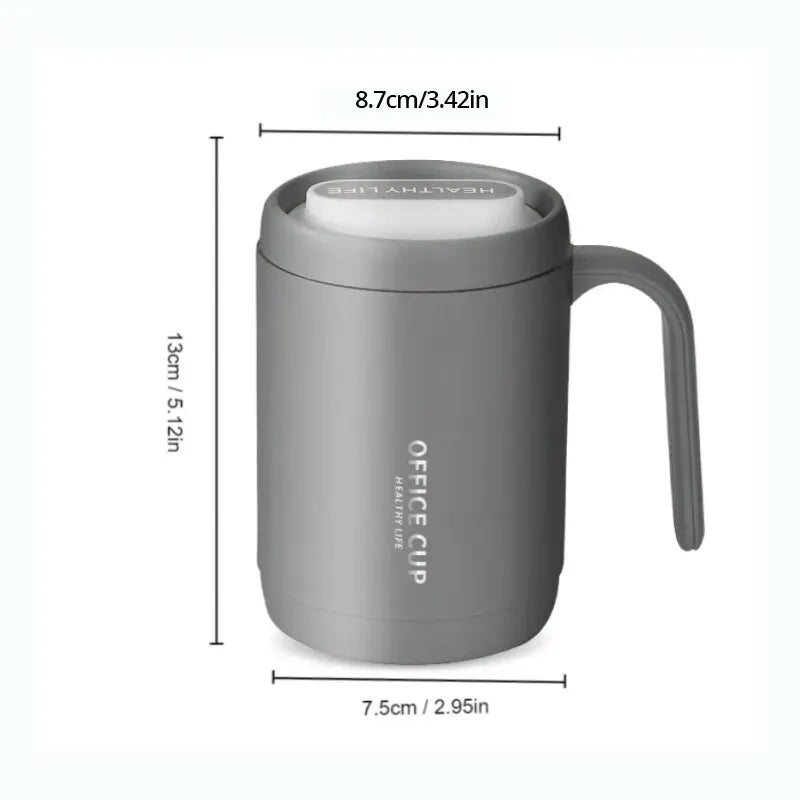 1pc Grey Creative PP Liner Drinking Cup Portable Office Large Capacity Covered Milk Coffee Cup Gift For Kitchen Travel Domestic