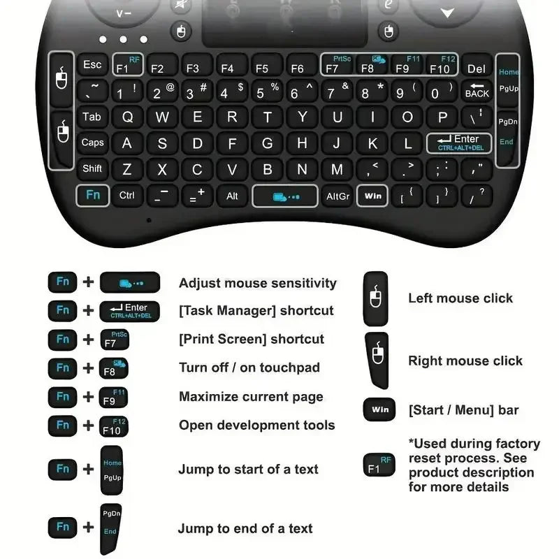 GAMINJA I8 Mini Handheld Keyboard Remote Control 2.4G Air Mouse Wireless Keyboard With Touchpad For Android TV Box PC Smart TV