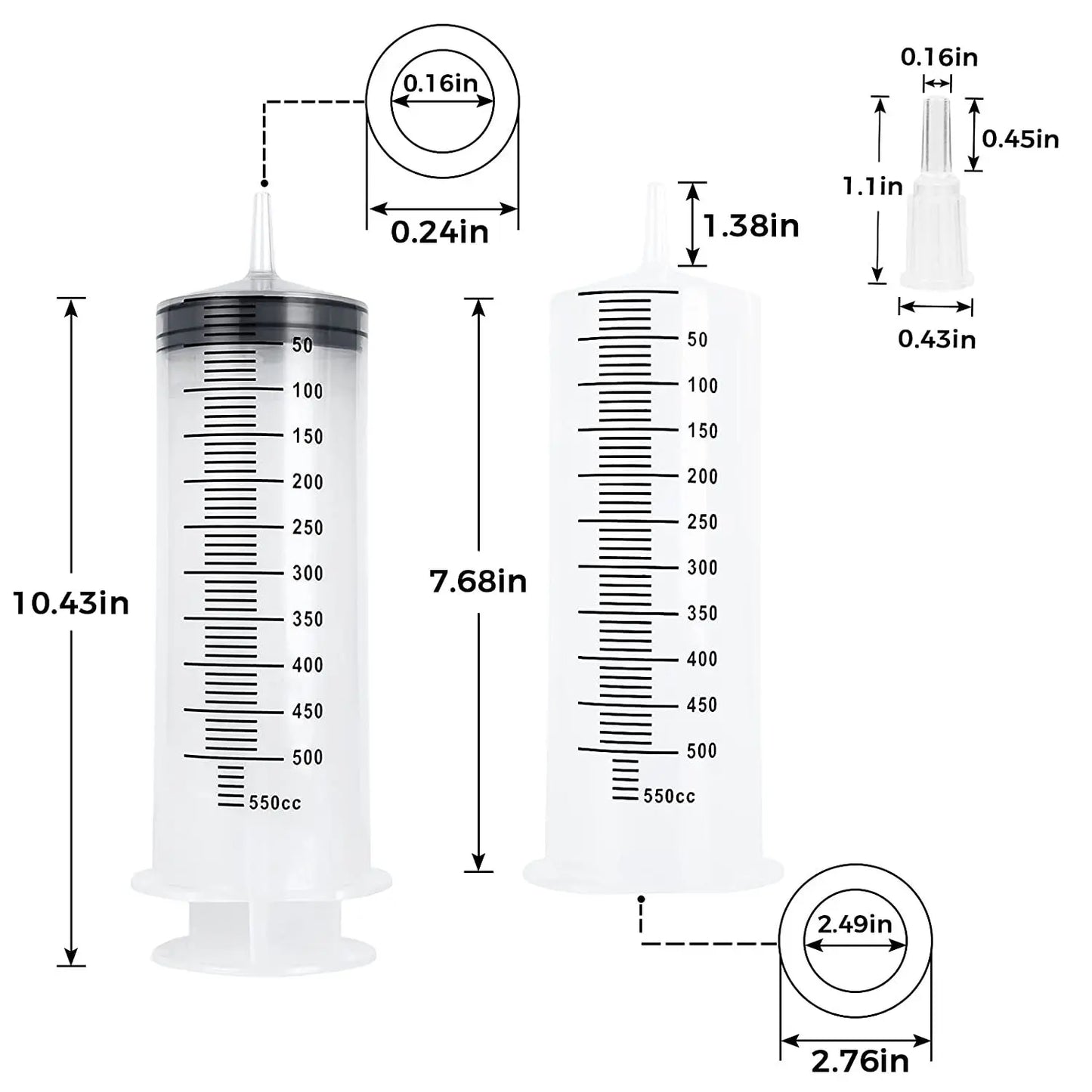 Multifunction 100ml-550ml Syringe Large Capacity With 100cm Hose Pump Measuring Washable Injector For Pet Feeding Oil Glue Fluid