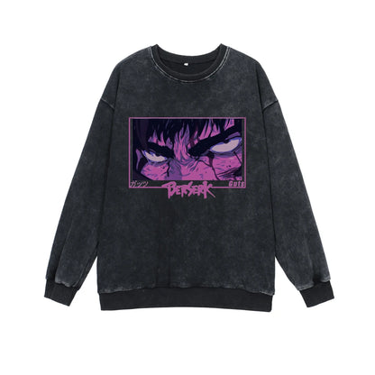 Berserk Anime Sweatshirts 100% Cotton Men Women Guts Manga Print Tshirt Long Sleeve Gothic Harajuku Pullover Vintage Streetwear