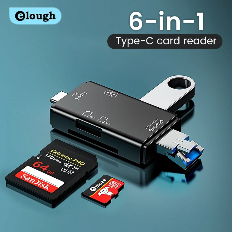 Elough OTG Micro SD Card Reader Flash Drive Smart Memory Card Reader Type C Cardreader USB C Adapter USB2.0 TF Card Adapter CF