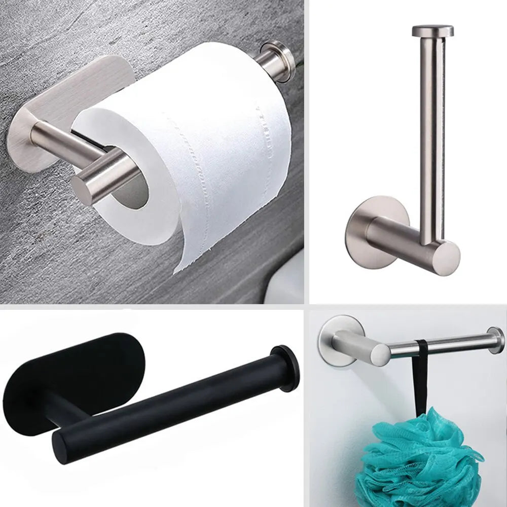 No Drilling Toilet Paper Holder Bathroom Roll Tissue Towel Dispenser Hanger Stainless Steel Napkin Storage Kitchen Accessories