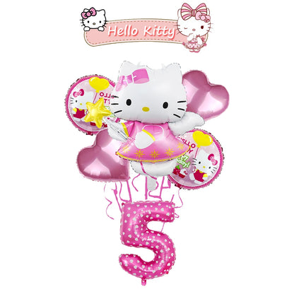 Ballon Sets Hello Kitty Party Supplies Anime Figure Foil Inflate Ballon Happy Birthday Party Children's Decoration Baby Shower