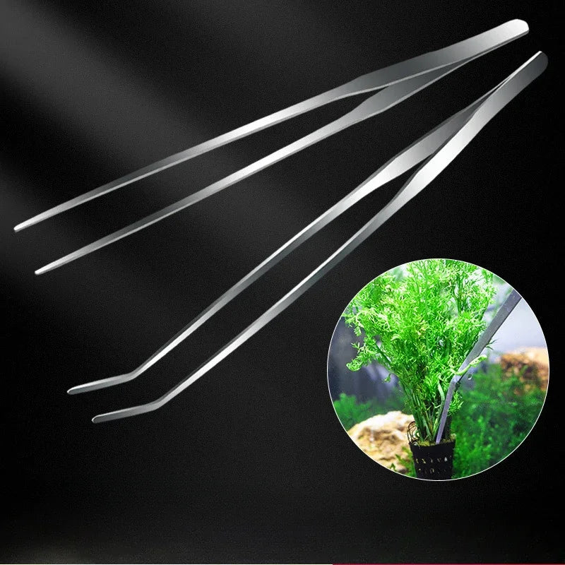 48cm Aquarium Tweezers Straight Elbow Coral Water Grass Clip Pet Shrimp Reef Tweezers Fish Tank Cleaning Tools Aquarium Supplies