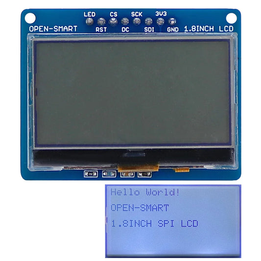 OPEN-SMART With Backlight LED 3.3V 1.8 Inch 128 * 64 Serial SPI Monochrome LCD Shield Breakout Board Module for Arduino