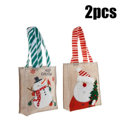 2PCS Christmas Tote Candy Chocolate Storage Bag Apple Bag Christmas Gift Santa Snowman Gift Bag Christmas Supplies