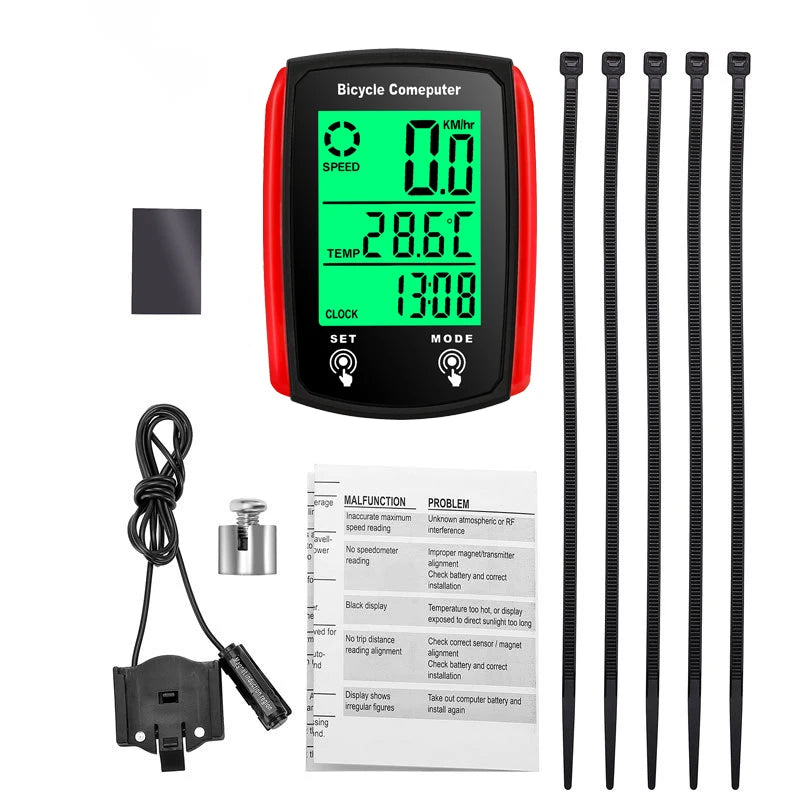 Bike Computer Bicycle Odometer LCD Screen Wired Cycling Speedometer Mountain Bike Speedo Meter Bike Accessories