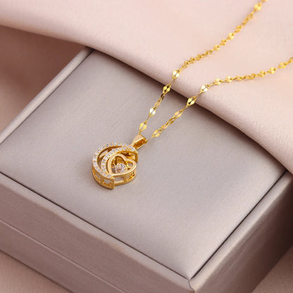 New Design Sense Light Luxury Pendant Necklaces For Women Trendy Stainless Steel Female Jewelry Ladies Neck Chain Accessories