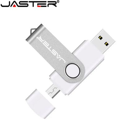 JASTER Free Custom Logo USB Flash Drives 128GB High Speed 2 IN 1 USB 2.0 Pen Drive 64GB 32GB 16GB Black Creative Gift 8GB 4GB