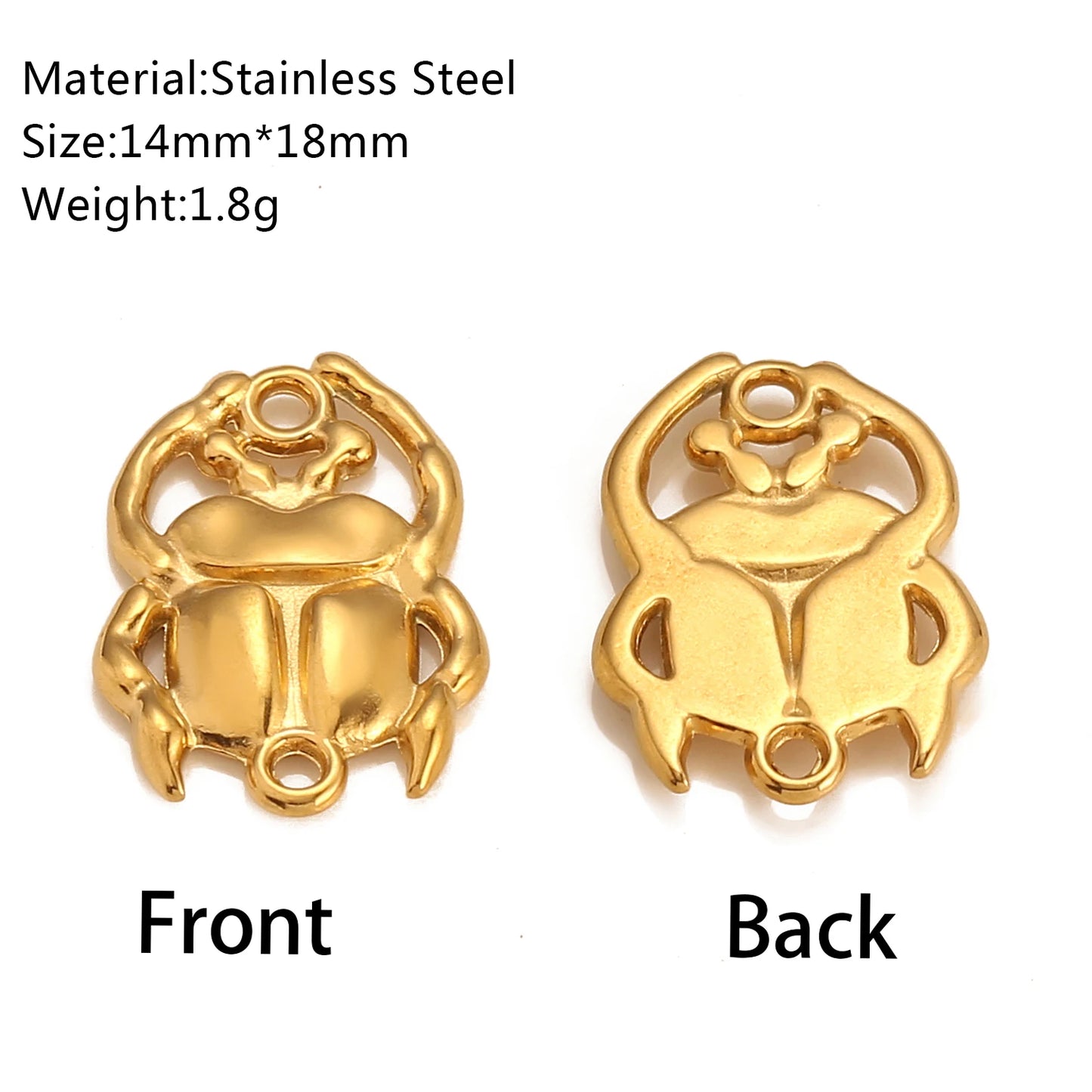 3Pcs Stainless Steel Flying Animal Bee/Butterfly/Scarab Charms for Jewelry Making 18K Plated Cute 3D Insect Pendants DIY Crafts