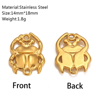 3Pcs Stainless Steel Flying Animal Bee/Butterfly/Scarab Charms for Jewelry Making 18K Plated Cute 3D Insect Pendants DIY Crafts