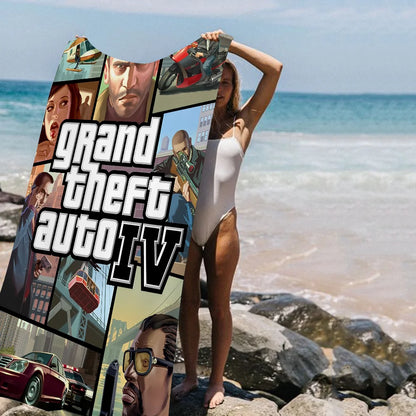 GTA 5 Grand Theft Auto Anime Beach Swimming Towel Soft Absorbent Washcloth Children's Gifts for Kids Travel Camping Gym