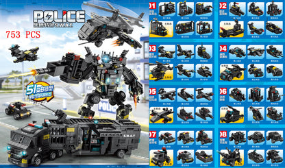 Special Forces SWAT Military Vehicle Car Police Station Bus Sets Building Blocks Kits Helicopters City Arms Truck Arrest Patrol