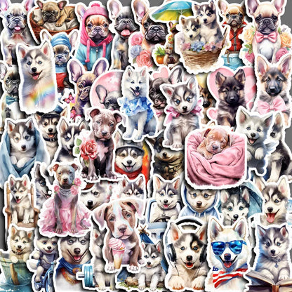 50pcs Cute Dog Sticker Kids Diy Laptop Stickers for Water Bottles Waterproof Bullet Journal Arts Crafts