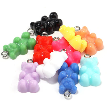 10pcs/lot Acrylic Bear Pendant 22x12mm Multicolor Solid Charms Pendant For DIY Jewelry Making Necklace Bracelet Accessories