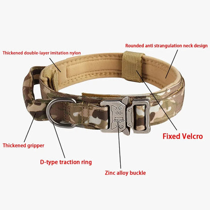 Pet Products Outdoor Tactical Dog Collar Metal Buckle Breathability Nylon Collar Medium and Large Dog Training Neck Collar Dog