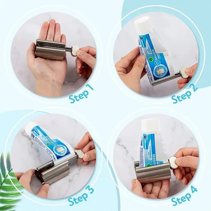 1pc Stainless Steel Wringer Roller Rotate Dispenser for Ointments Cosmetics Bathroom Accessories Toothpaste Squeezer Tube Roller