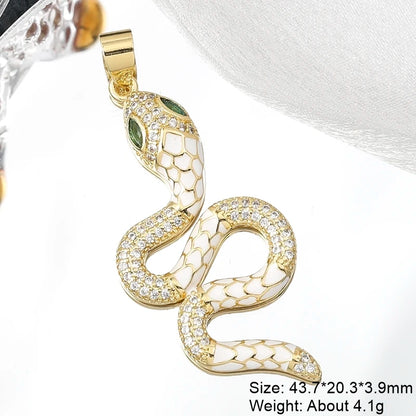 Juya DIY 18K Real Gold Plated Creative Enamel Love Heart Snake Charms For Handmade Talisman Christmas Gift Jewelry Making