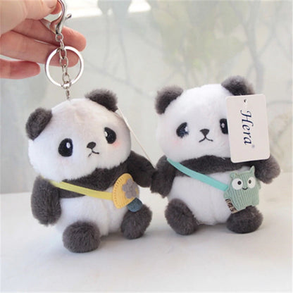 Plush Animal Keychains Cute Panda Doll Keyrings Creative Car Keys Accessories Couple Keychains Bag Kawaii Pendant Charms