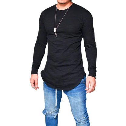 Men's T-Shirts Lycra S-3Xl Long Sleeved Men T Shirt Pure Color Casual Mens Long Sleeve Man T-Shirt for Male