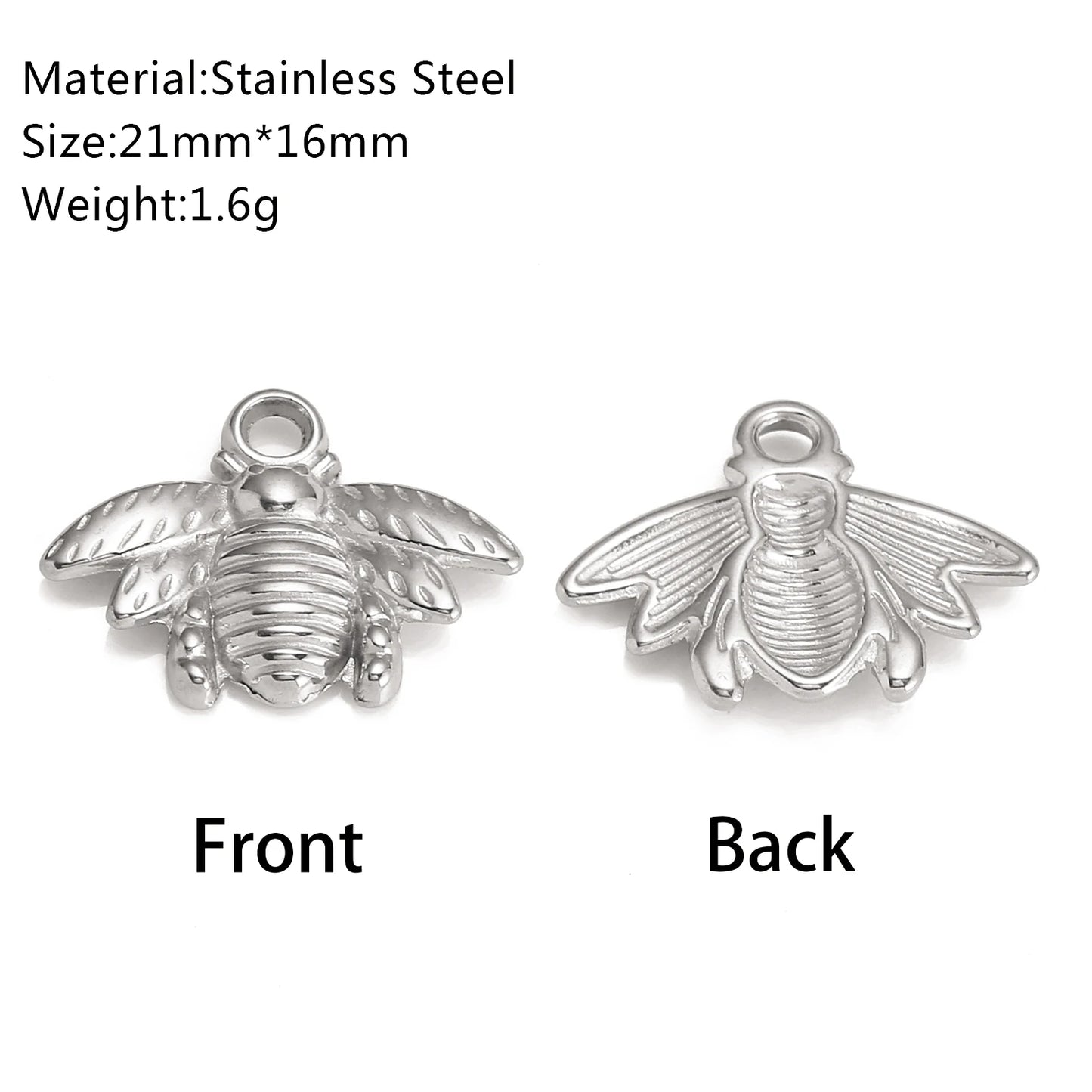 3Pcs Stainless Steel Flying Animal Bee/Butterfly/Scarab Charms for Jewelry Making 18K Plated Cute 3D Insect Pendants DIY Crafts