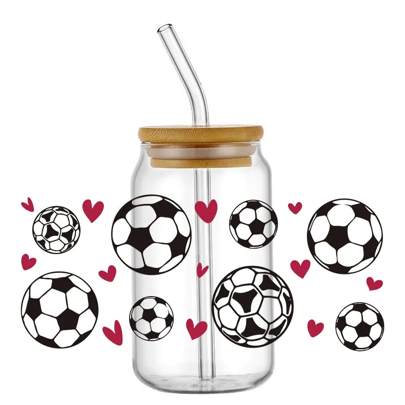 Sports Series UV DTF Transfer Sticker Rugby For The 16oz Libbey Glasses Wraps Bottles Cup Sticker DIY Waterproof