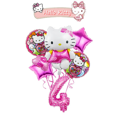 Ballon Sets Hello Kitty Party Supplies Anime Figure Foil Inflate Ballon Happy Birthday Party Children's Decoration Baby Shower