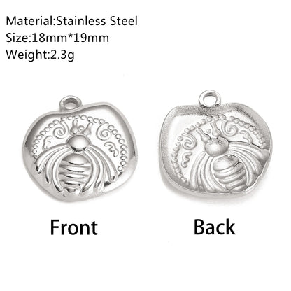 3Pcs Stainless Steel Flying Animal Bee/Butterfly/Scarab Charms for Jewelry Making 18K Plated Cute 3D Insect Pendants DIY Crafts