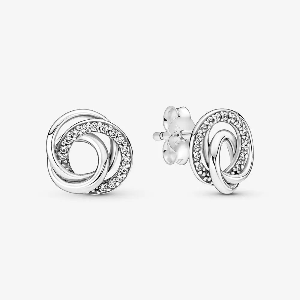 Original 925 Sterling Silver Earrings plata de ley Sparkling Love Heart Ear Studs Earrings for Women Jewelry Gifts