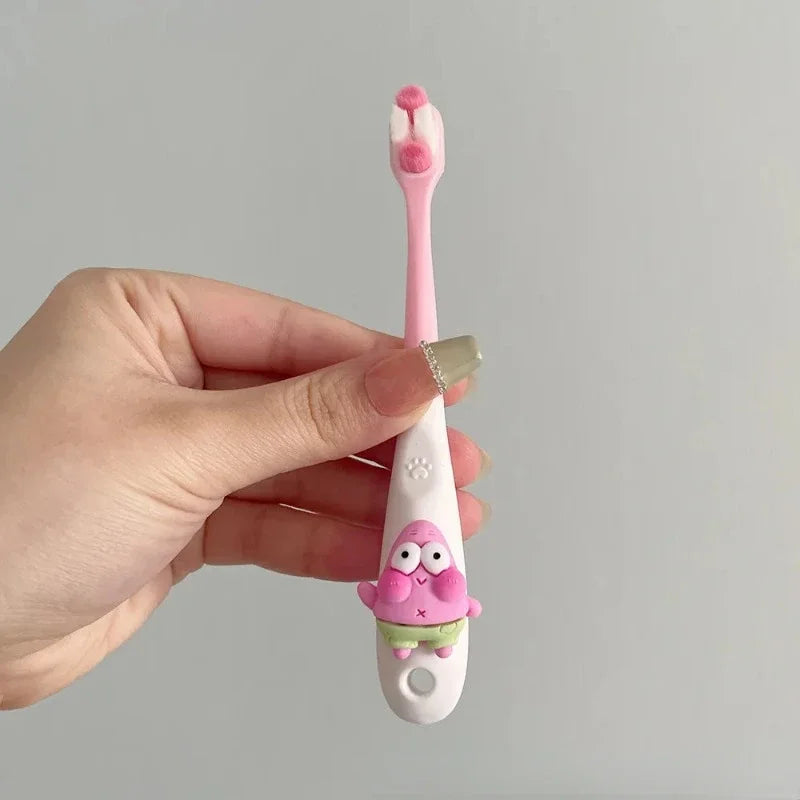 SpongeBob Kids Toothbrush Cartoon Ultra-fine Soft Deep Cleaning Baby Oral Health Travel Cute Portable Children Toothbrush 3-12Y