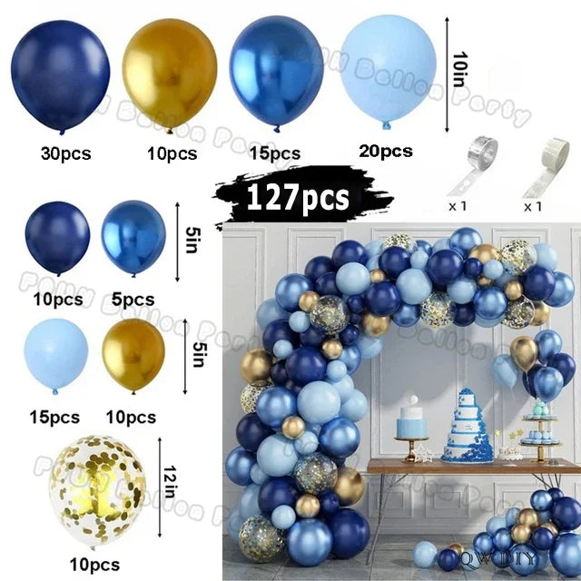 Burgundy Blue Gold Balloon Garland Arch Kit Kids for Birthday Party Decoration Baby Shower Wedding Supplies Decor Latex Balloons