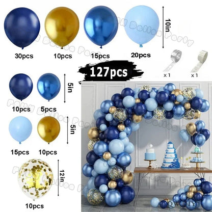 Burgundy Blue Gold Balloon Garland Arch Kit Kids for Birthday Party Decoration Baby Shower Wedding Supplies Decor Latex Balloons