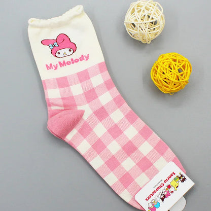 Sanrio Socks Cinnamoroll Hello Kitty  Kawaii My Melody Kuromi Cartoon Anime Cute Children Infant Cotton Warmer Sock  Gifts Girls