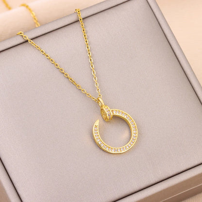 New Design Sense Light Luxury Pendant Necklaces For Women Trendy Stainless Steel Female Jewelry Ladies Neck Chain Accessories