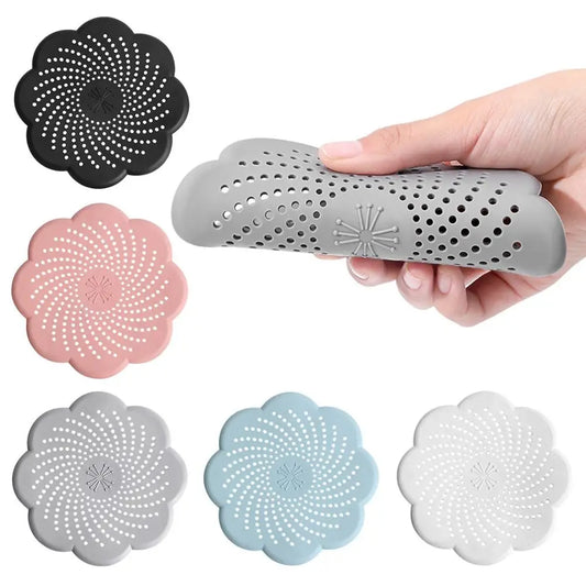 Flower Shape Silicone Floor Drain Cover Mesh Sink Strainer Anti-blocking Hair Clean Up Waste Catcher Kitchen Bathroom Accessory