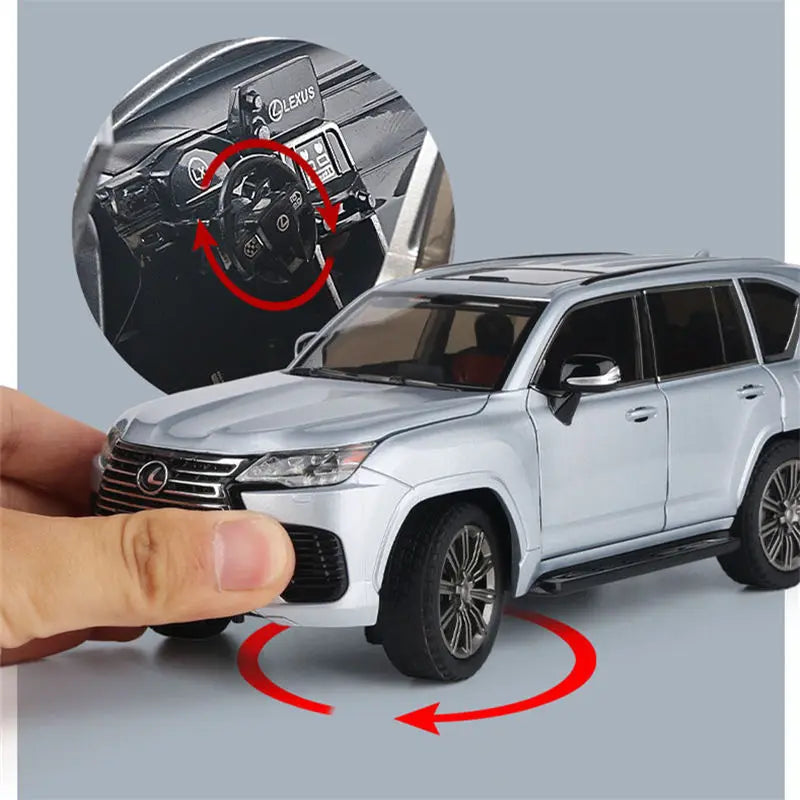 1:24 LX600 SUV Alloy Car Model Diecast Metal Off-road Vehicles Car Model Simulation Sound and Light Collection Children Toy Gift