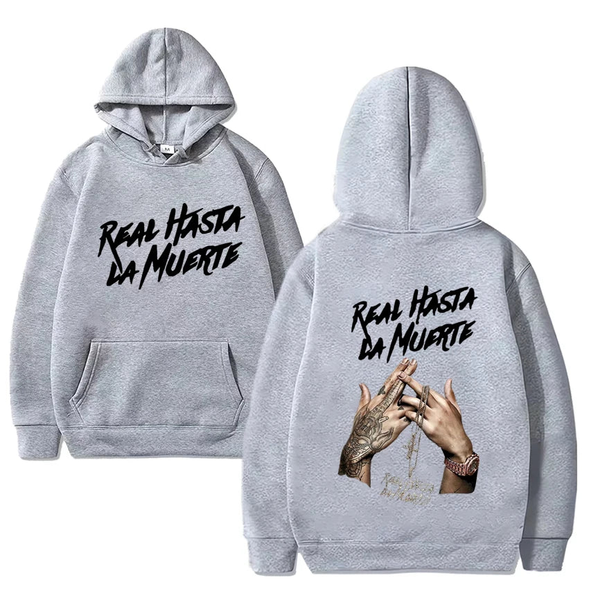 Hot sale Anuel Aa Real Hasta La Muerte Album print Hoodie Men Women vintage Casual Sweatshirt Unisex Fleece Long sleeve pullover