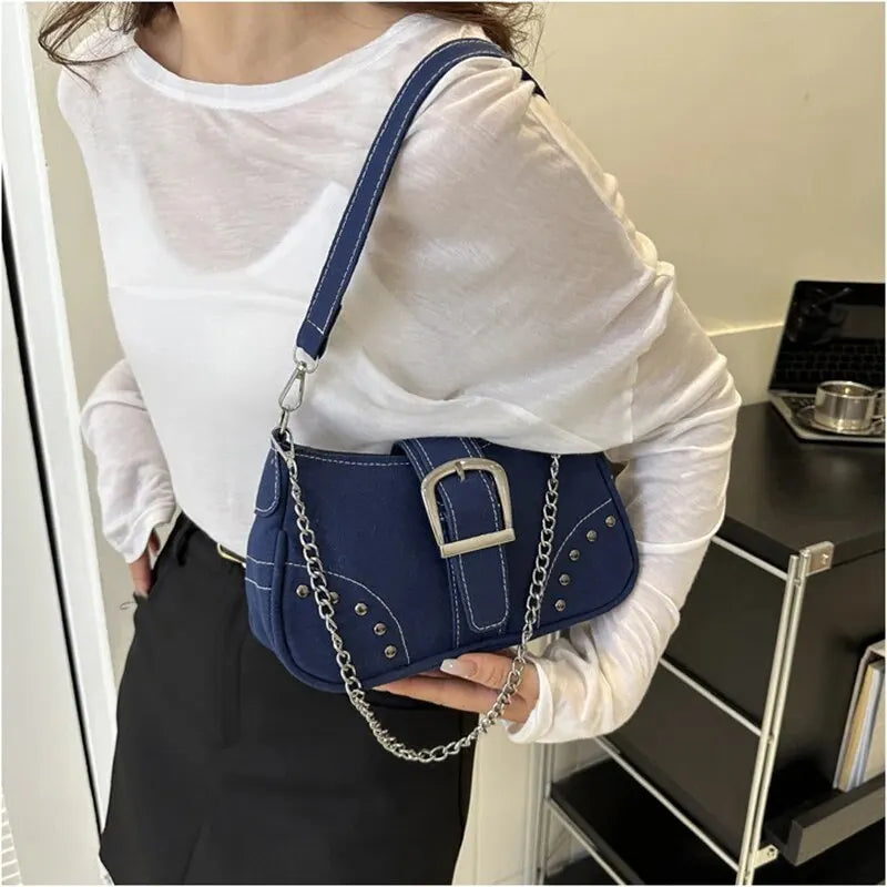 Simple Retro Underarm Bag Fashionable Trend Casual Shoulder Bag Canvas Casual Texture Crossbody Bag for Women