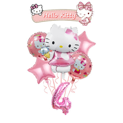 Ballon Sets Hello Kitty Party Supplies Anime Figure Foil Inflate Ballon Happy Birthday Party Children's Decoration Baby Shower