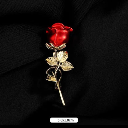 Luxury Ladies Red Rose Brooches For Women Tulip Elegant Corsage Fashion Crystal Brooch Pin Dress Accessories Jewelry Party Gifts